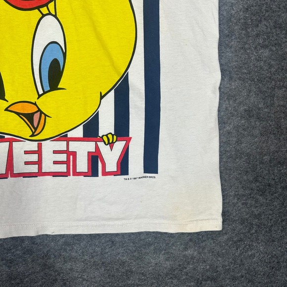 Mens Looney Tunes Tweety Bird Tank Top Graphic Tee Vintage 1996 Large - Picture 10 of 15